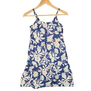 Patagonia Pataloha Dress Girl's M Blue Floral Jellyfish Flower Tiered Cotton